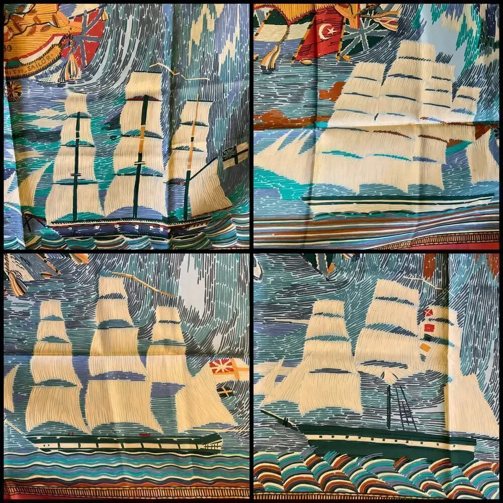 Hermes Scarf  Henry F. Smith Sailor 90cm 100% Silk Square Scarf - Picture 12 of 15
